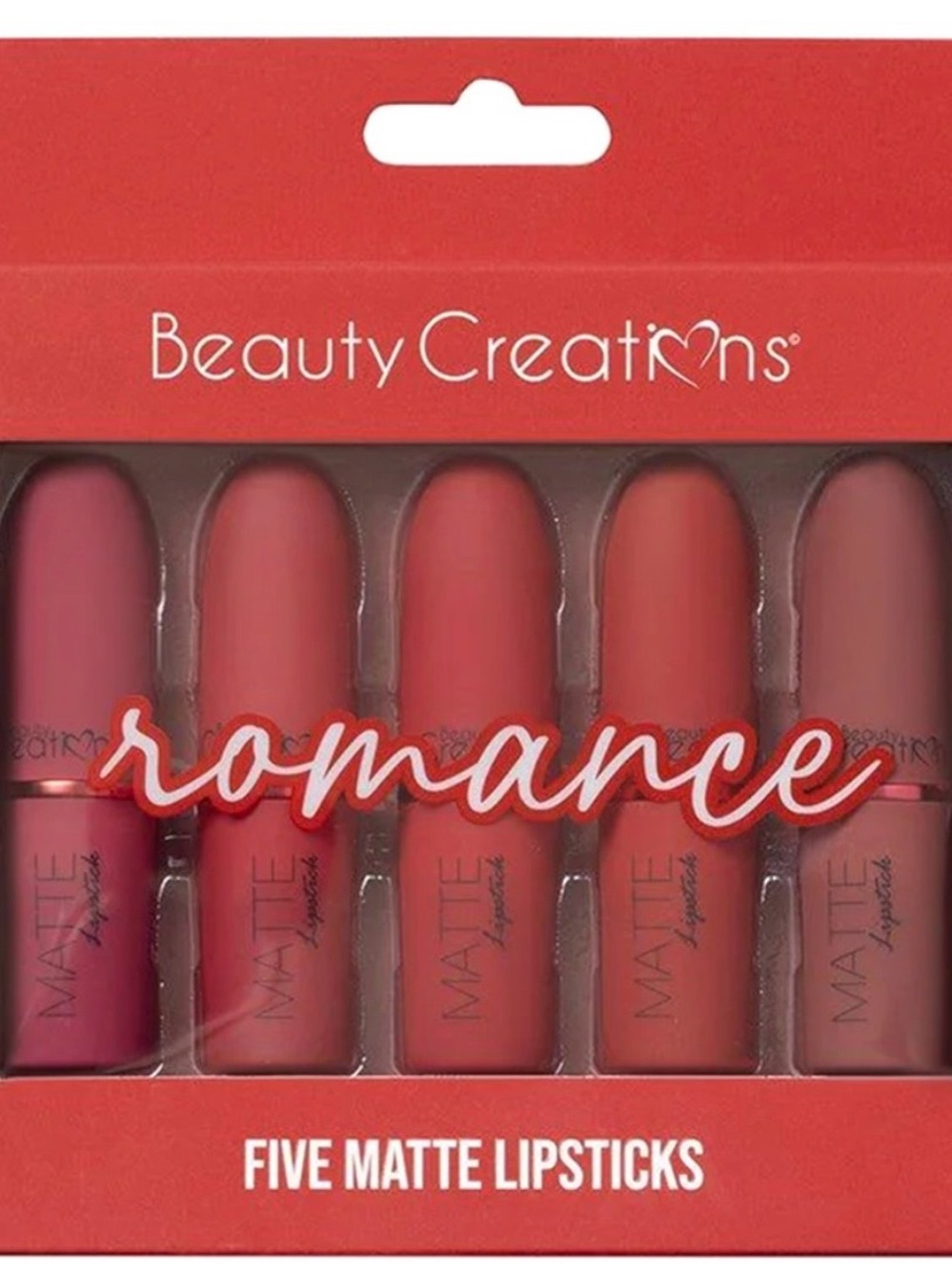 Beauty Creations "Romance" Five Piece Matte Lipsticks. New In Box